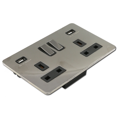 13A 2 gang switched socket+(1A+2.1A) USB outlet single pole electrical wall socket