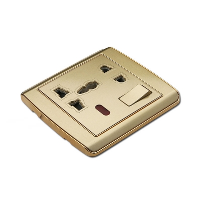 5 pin Multi switch socket with light pc material golden socket