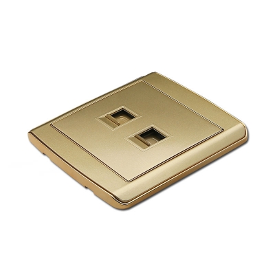 1 gang TEL socket &1 gang computer socket pc material golden wall socket