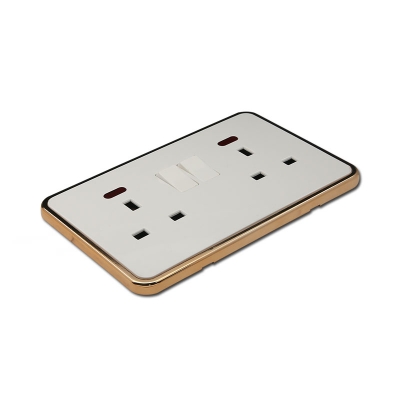 13A double socket with light uk socket with switch