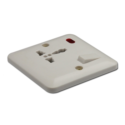 13A 250V one gang multi socket with switch and neon