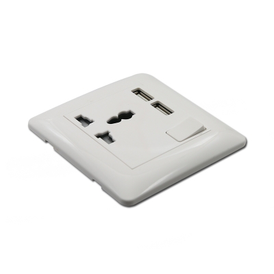 1 gang 13A multi-function socket with 2 usb socket electrical wall socket