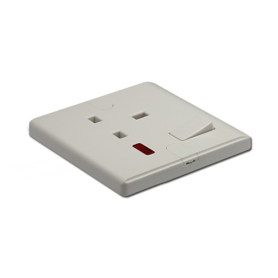 1 gang 13A UK socket with switch and indicator light switched socket