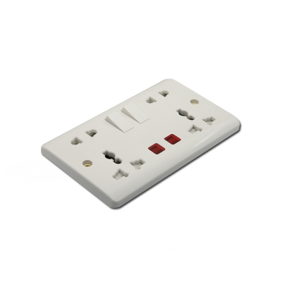 wall socket 2gang 5pin multi socket with neon electrical power socket