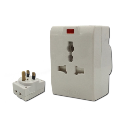 13A multi socket adaptor with light and fuse travel adaptor socket