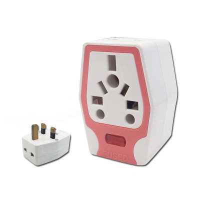 13a multi socket adaptor with neon international travel adaptor