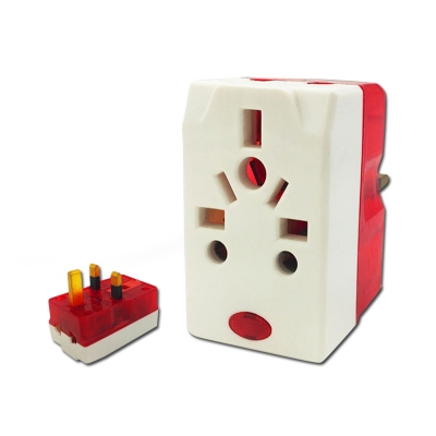 13a multi socket adaptor uk plug with neon world travel socket