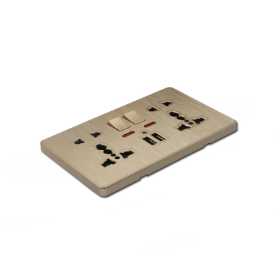 2 gang switch 5 pin multi-function socket with neon switched socket