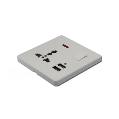 1 gang switch multi socket with neon+two usb socket
