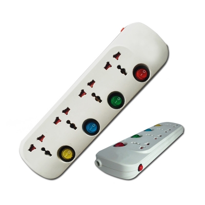 4 way multi socket white color with individual switch and light
