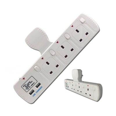 T type extension socket 3 way uk socket with 2 usb port