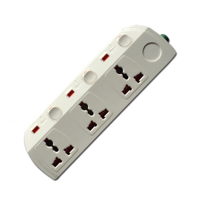 3 way multi function socket with individual switch and neon