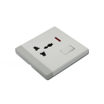 PC material 13A multi function wall socket with neon socket with switch