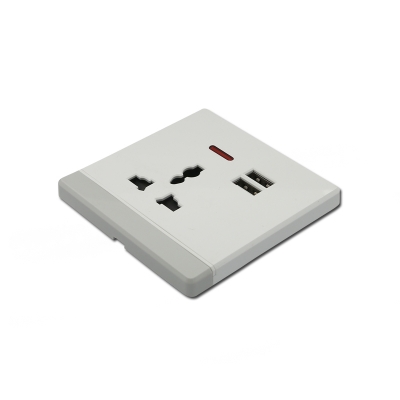 13A multi socket with switch and neon usb wall socket